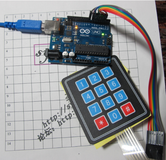 试玩 3X4矩阵按键 轻触薄膜按键模块 ARDUINO驱动测试